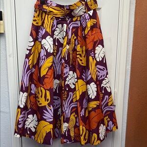 Worthington Purple and Yellow Midi Dress A-line Resort Wear